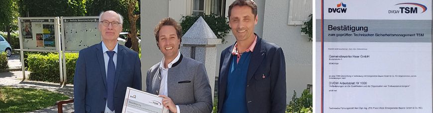 Gemeindewerke Haar erhalten TSM-Siegel für  die Wasserversorgung